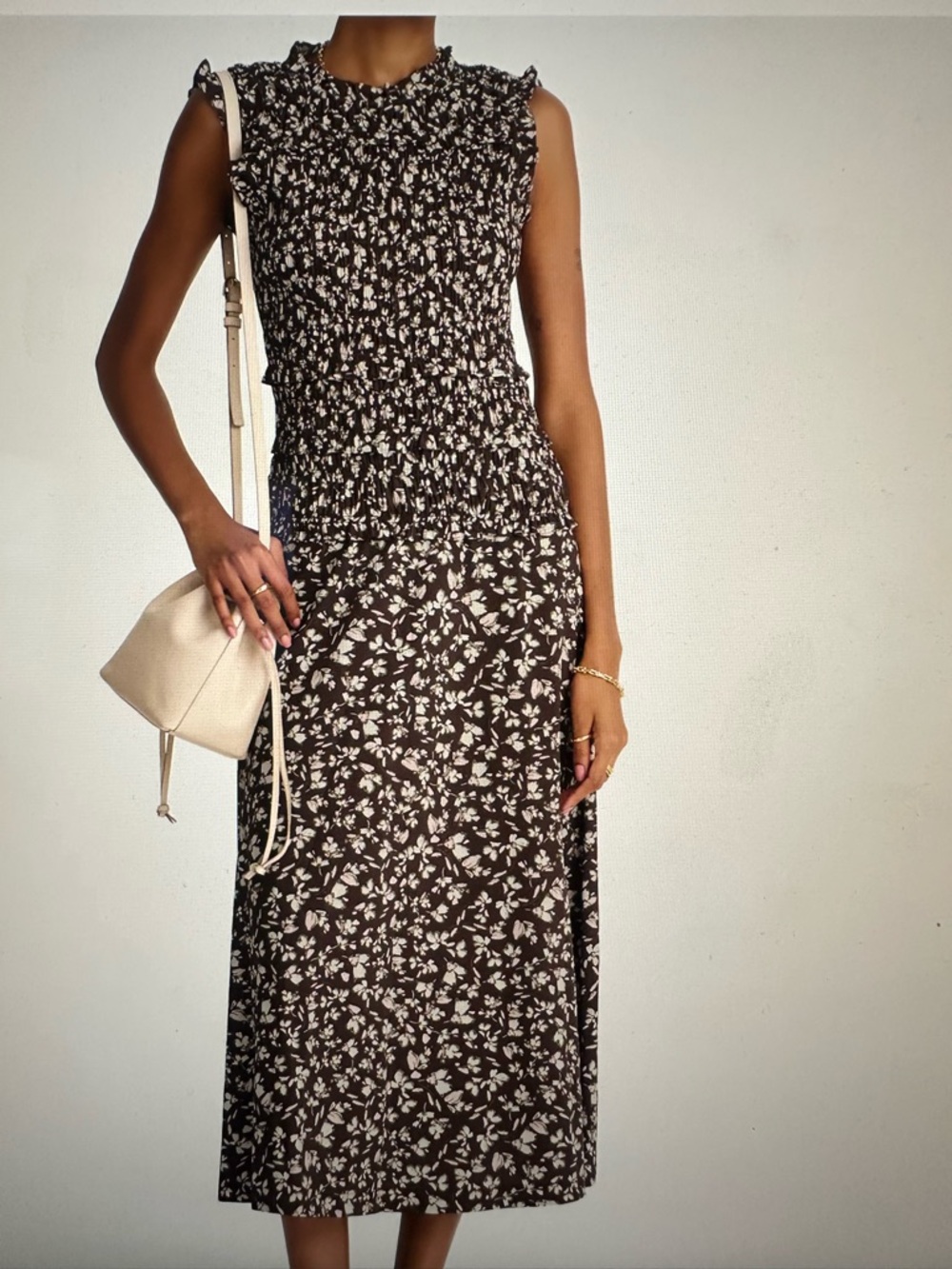 Madewell Smocked Sleeveless Midi Dress